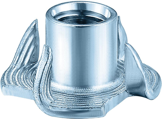 T-Nuts 1/4 * 20 (100 pcs), zinc Plated Steel, for Wood, Climbing Holds and cabinets V1258-DP02-D-204