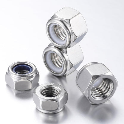 (50pcs) M8 Self Clinching Nuts 304 Stainless Steel Self-Lock Nylon Inserted Hex Lock Nuts V1258-DP02-D-205