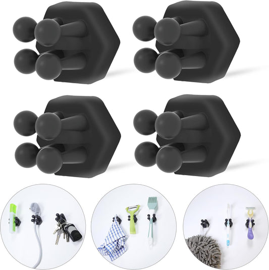 Silicone Toothbrh Holders for Bathroom - Adhesive Shower Toothbrh Holder Wall Mounted, Multi-Function Hook V1258-DP02-D-206