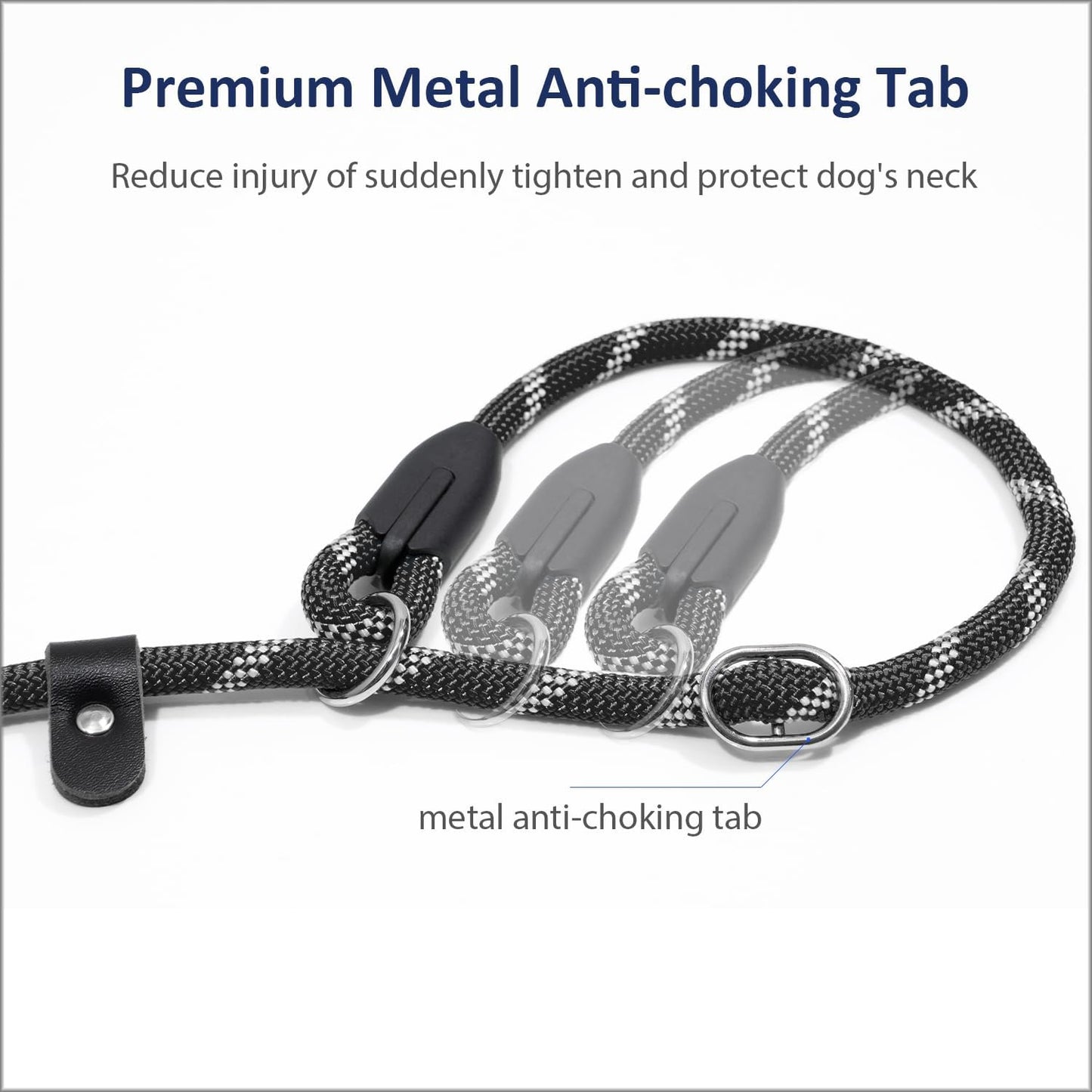 Dog Training Slip Leash, No Pull, Durable Reflective Lead, Puppy Heavy Duty Loop Rope, Comfortable Handle, 6 V1258-DP02-D-209