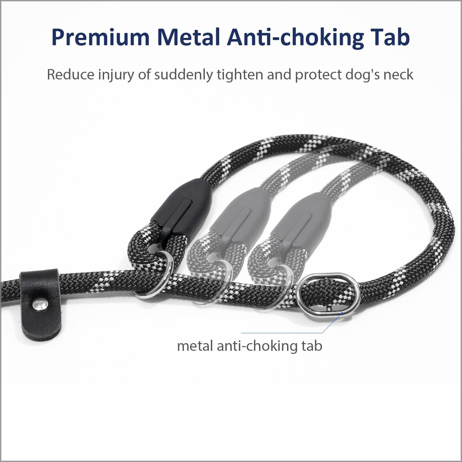 Dog Training Slip Leash, No Pull, Durable Reflective Lead, Puppy Heavy Duty Loop Rope, Comfortable Handle, 6 V1258-DP02-D-209