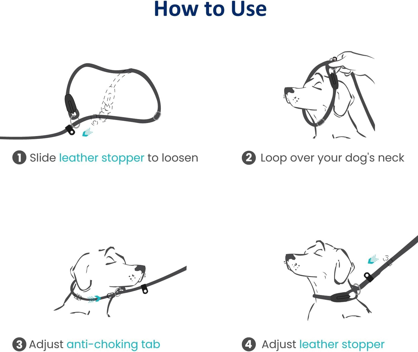 Dog Training Slip Leash, No Pull, Durable Reflective Lead, Puppy Heavy Duty Loop Rope, Comfortable Handle, 6 V1258-DP02-D-209