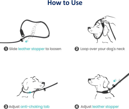 Dog Training Slip Leash, No Pull, Durable Reflective Lead, Puppy Heavy Duty Loop Rope, Comfortable Handle, 6 V1258-DP02-D-209