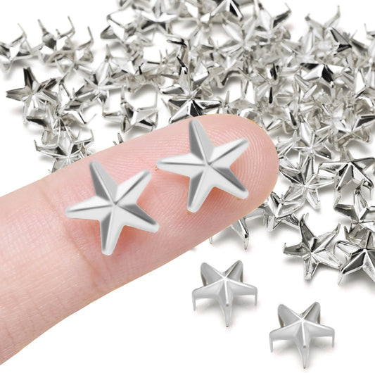 CooBigo 150Pack 10mm Studs for Clothing, Small Star Nailheads Rivets Metal Rivets Spike Stud Leather Claw V1258-DP02-D-21