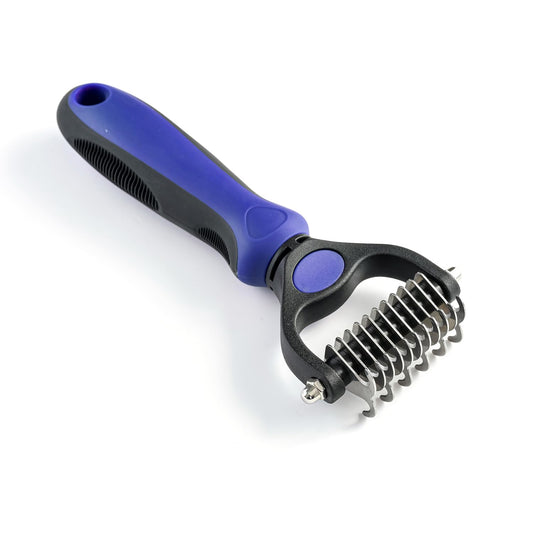 Grooming Rake for Dogs & Cats, Double-Sided Deshedding Brh, Extra-Wide Dematting Tool, Slicker Comb for V1258-DP02-D-210