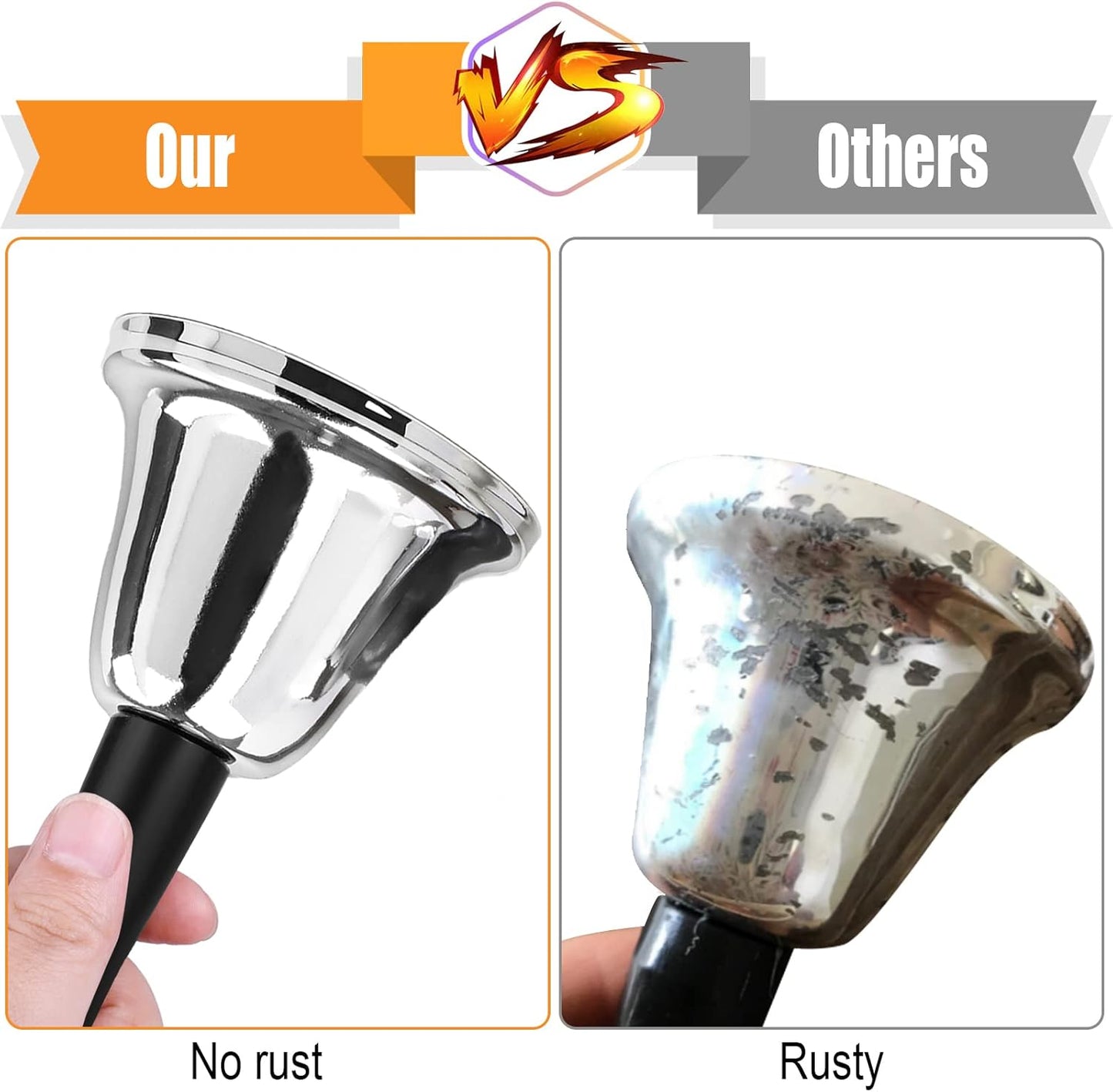 2 Pack Hand Bell, Silver Steel Bell, Ringing Bell with Handle, Dinner Bells for Inside Classroom Bell, for V1258-DP02-D-219