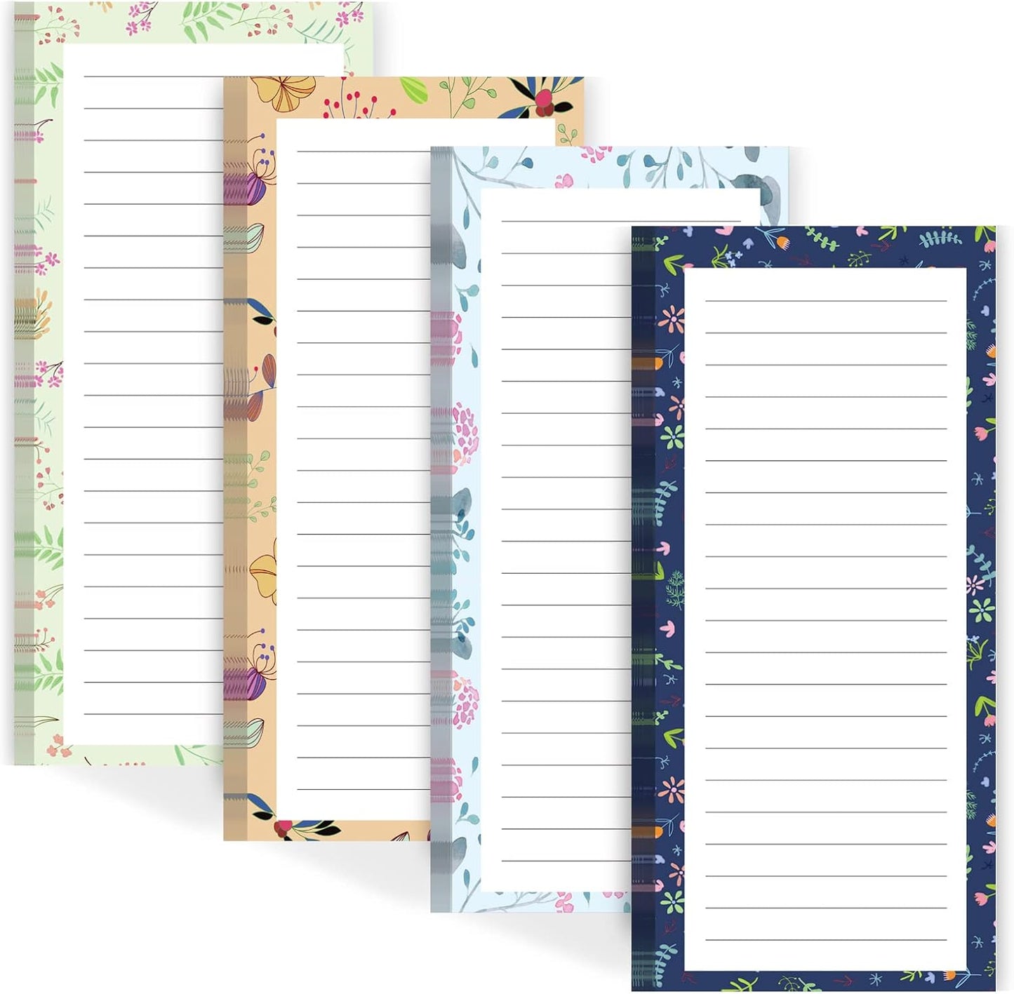 Magnetic Notepads for Refrigerator - Flower Design, 50 Sheets Per Pad, 4 Pack Memo Pads for Grocery Lists and V1258-DP02-D-220