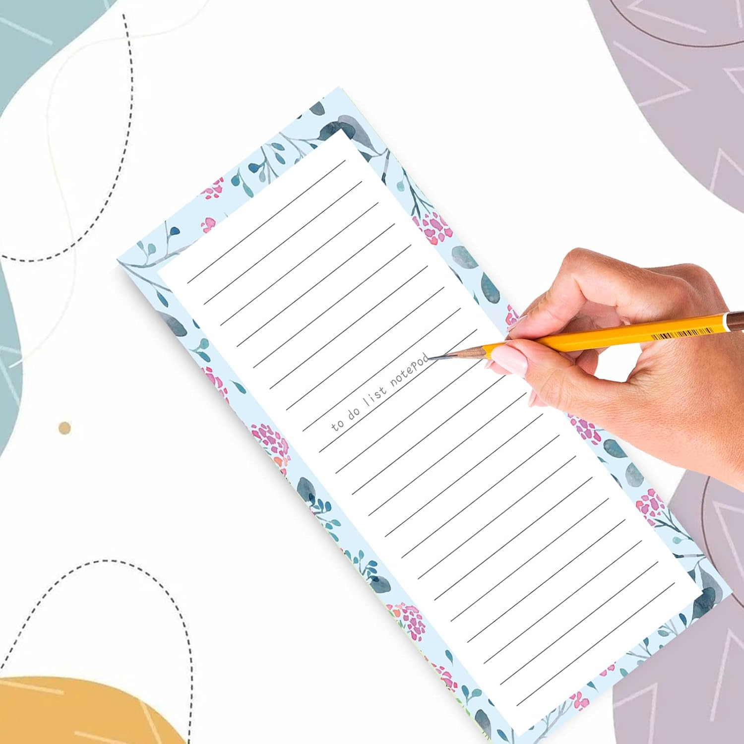 Magnetic Notepads for Refrigerator - Flower Design, 50 Sheets Per Pad, 4 Pack Memo Pads for Grocery Lists and V1258-DP02-D-220
