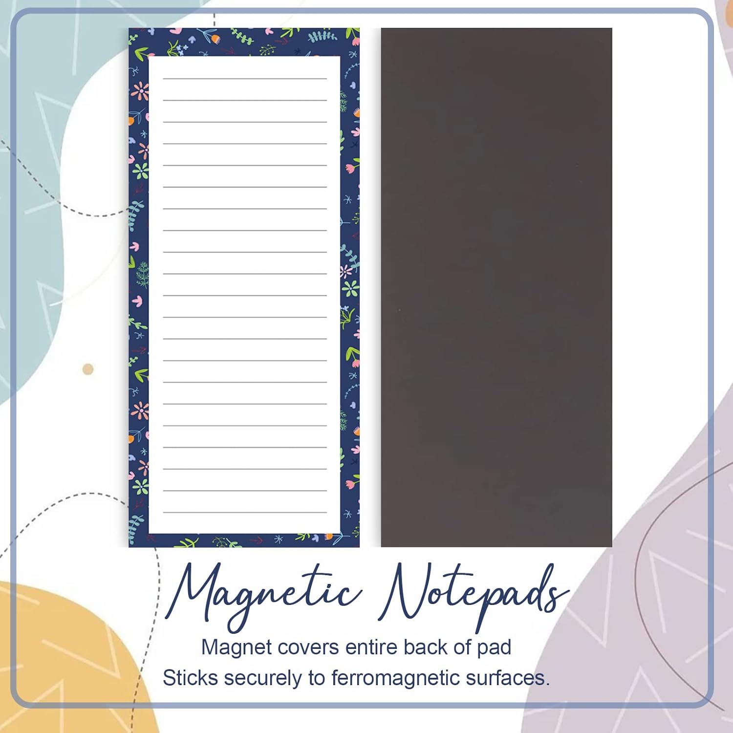 Magnetic Notepads for Refrigerator - Flower Design, 50 Sheets Per Pad, 4 Pack Memo Pads for Grocery Lists and V1258-DP02-D-220
