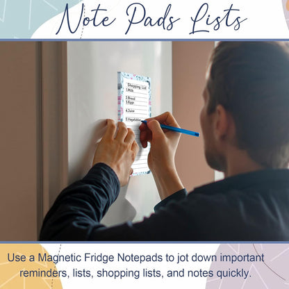 Magnetic Notepads for Refrigerator - Flower Design, 50 Sheets Per Pad, 4 Pack Memo Pads for Grocery Lists and V1258-DP02-D-220