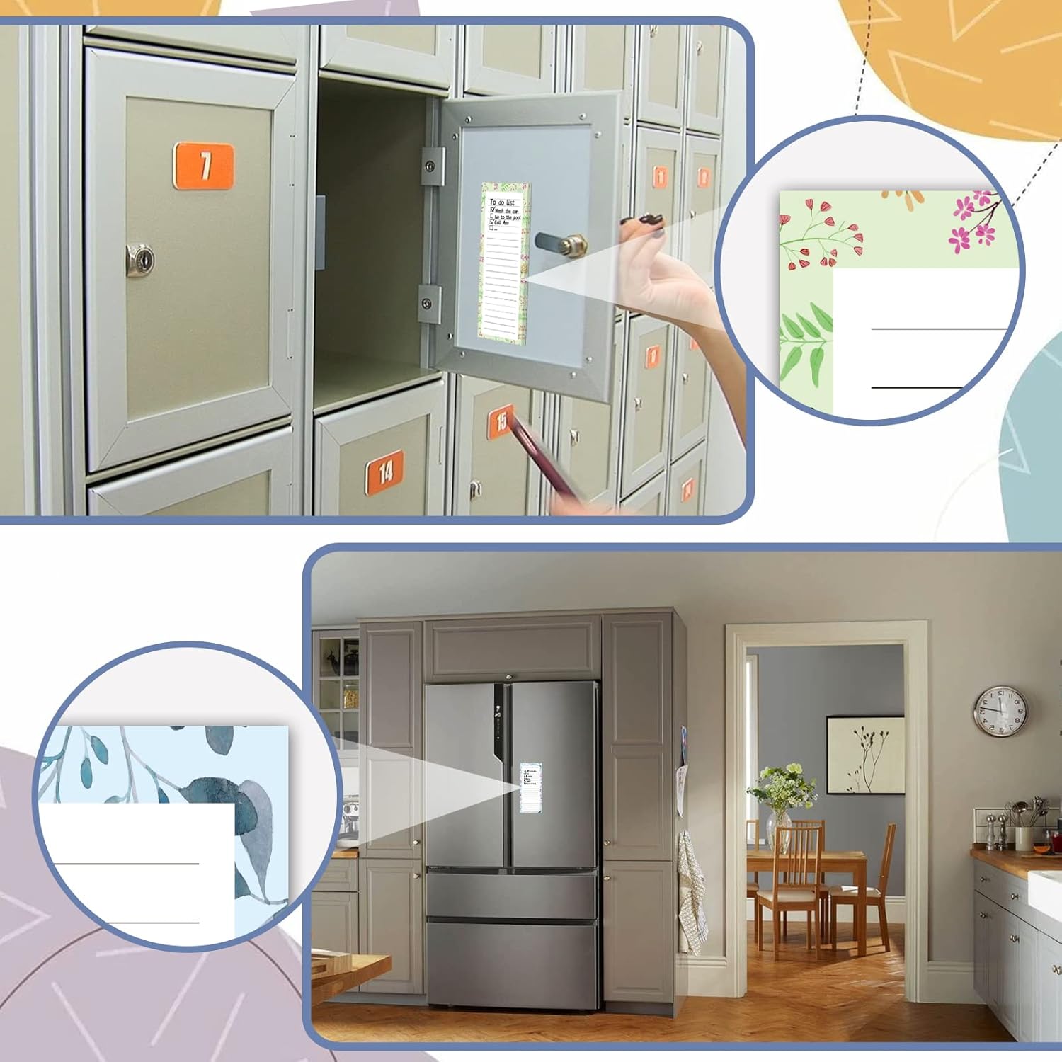 Magnetic Notepads for Refrigerator - Flower Design, 50 Sheets Per Pad, 4 Pack Memo Pads for Grocery Lists and V1258-DP02-D-220