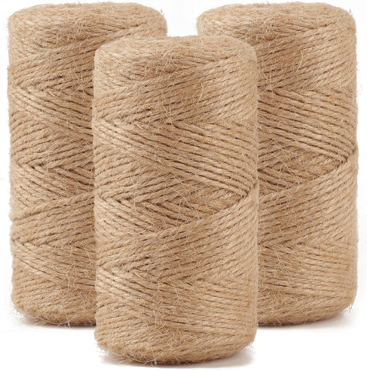 984 FT Natural Jute Twine, 3ply Thin Ribbon Hemp Twine for Gardening, Plant, Gift Wrapping, Art, Wedding V1258-DP02-D-226