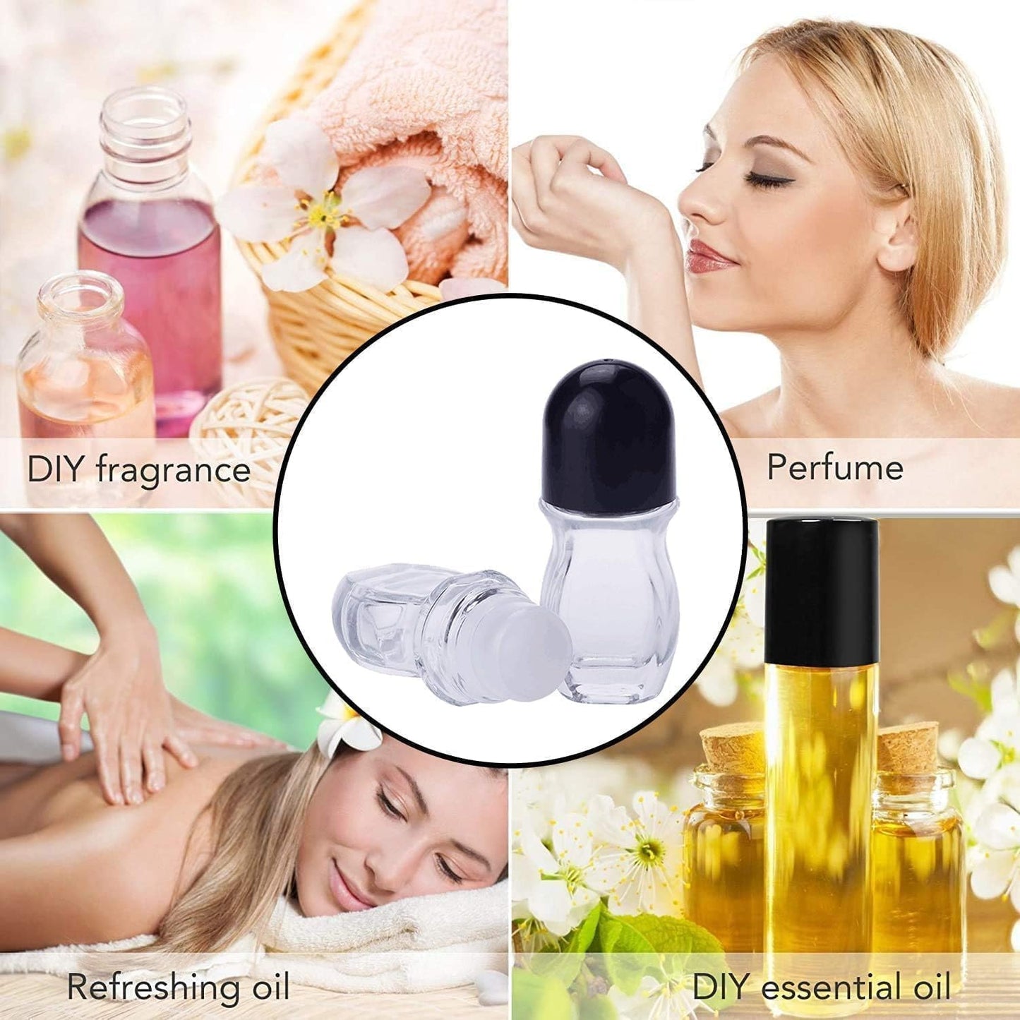 2PCS Glass Empty Roller Bottles with Plastic Roller Ball, Deodorant Roll On Bottles Containers Leak Proof V1258-DP02-D-231