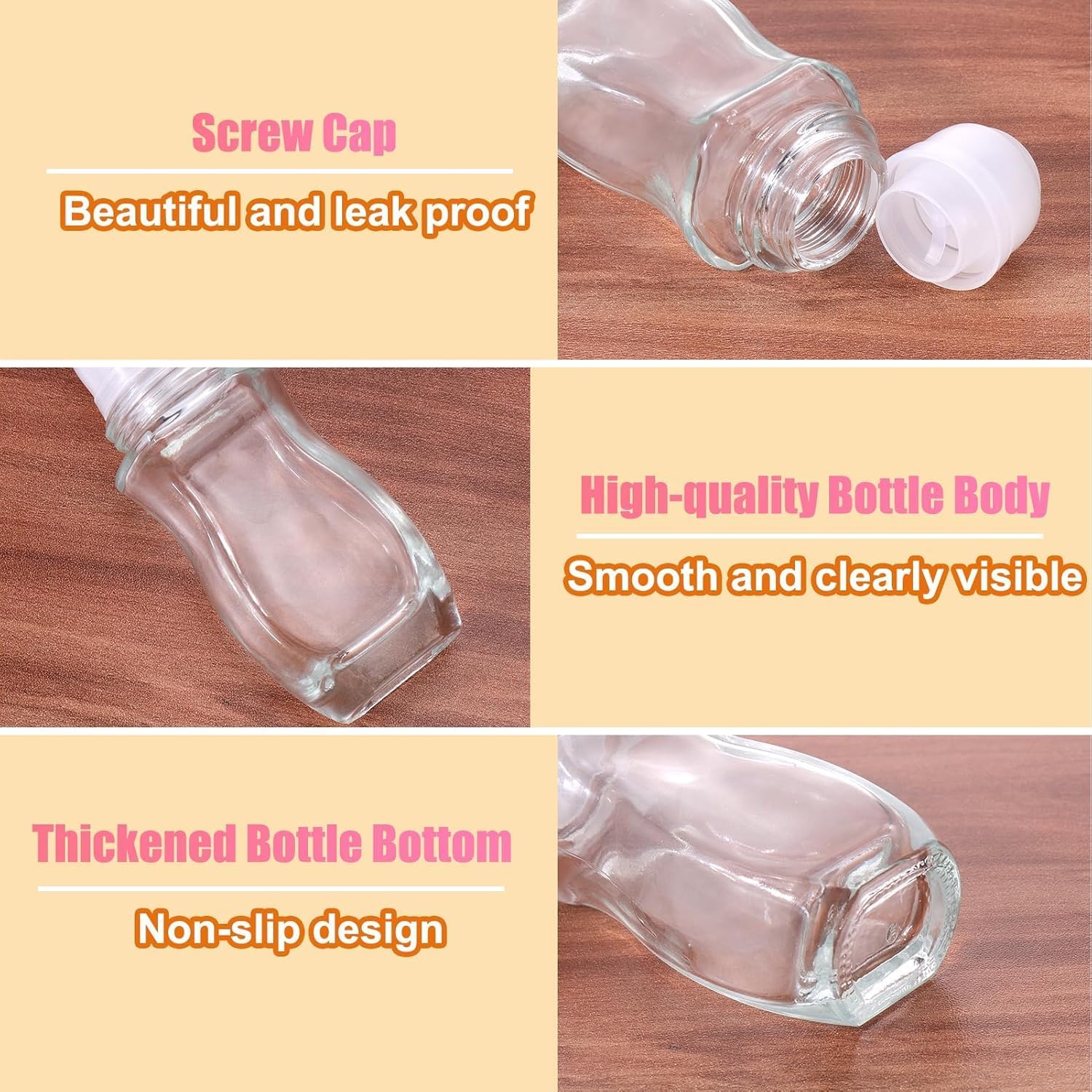 2PCS Glass Empty Roller Bottles with Plastic Roller Ball, Deodorant Roll On Bottles Containers Leak Proof V1258-DP02-D-231