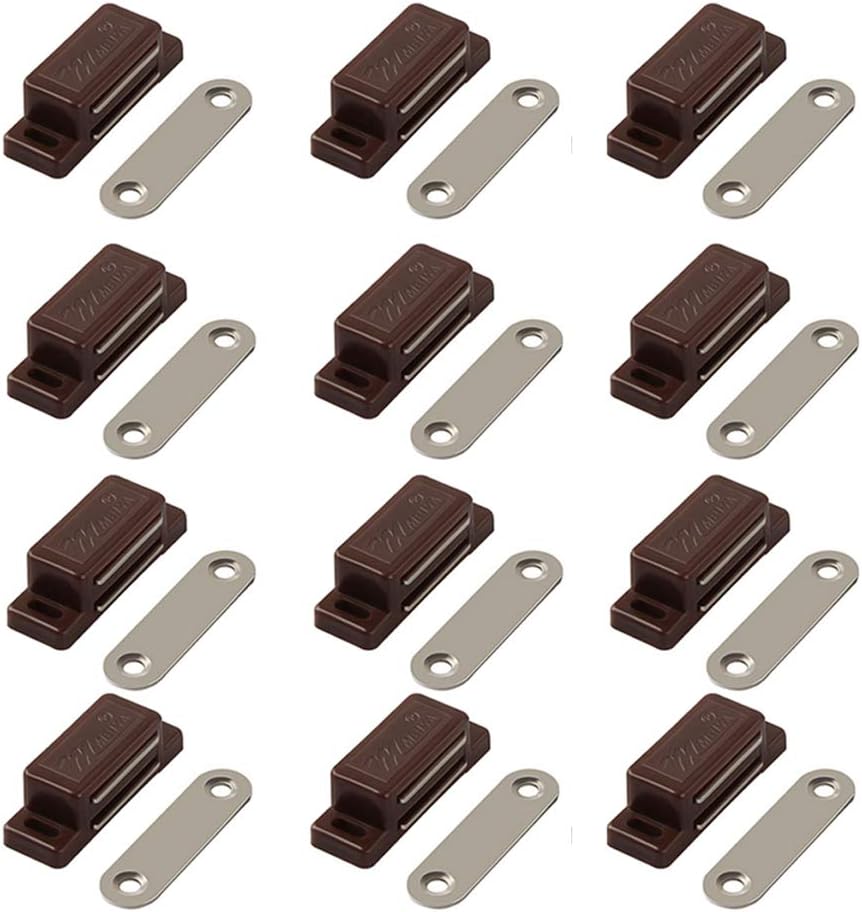 Cabinet Magnetic Latch - 12 Pack Brown Cabinet Door Magnets Catch for Closure Cupboards Drawers Kitchen V1258-DP02-D-234