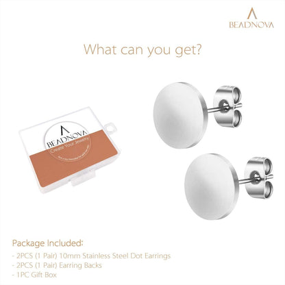Stud Earrings Flat Circle Piercing Dot Earrings Stainless Disc Post Earrings for Women (2-10mm, Silver, 1-3 V1258-DP02-D-241