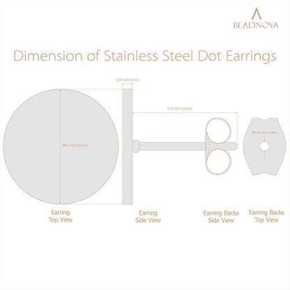 Stud Earrings Flat Circle Piercing Dot Earrings Stainless Disc Post Earrings for Women (2-10mm, Silver, 1-3 V1258-DP02-D-241