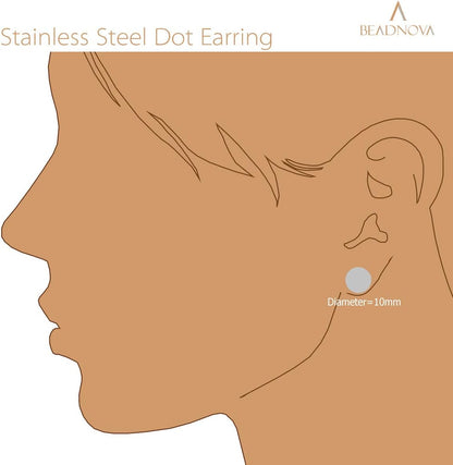 Stud Earrings Flat Circle Piercing Dot Earrings Stainless Disc Post Earrings for Women (2-10mm, Silver, 1-3 V1258-DP02-D-241