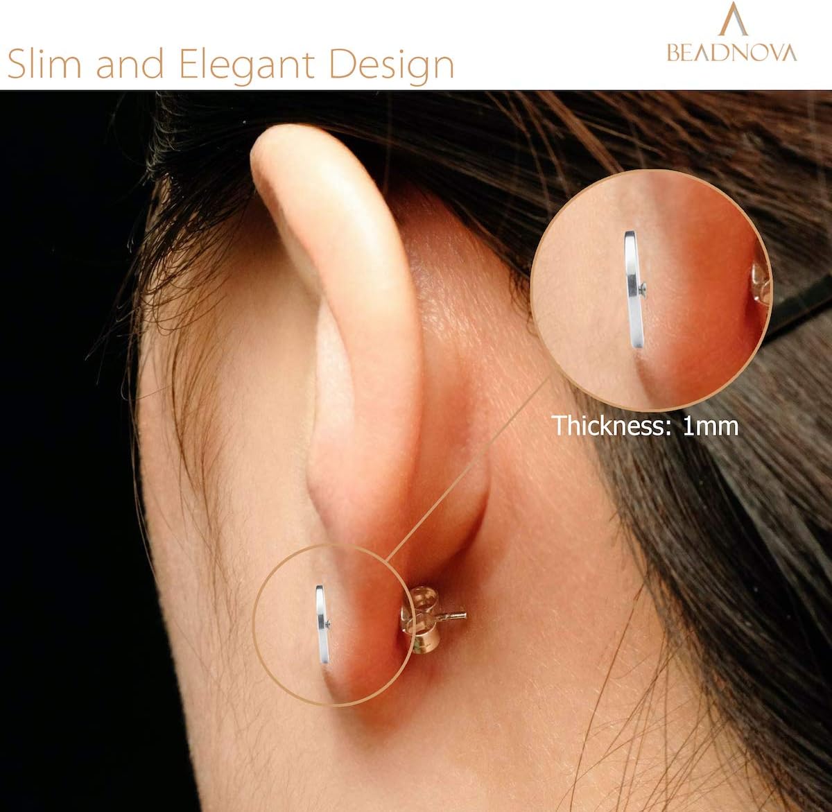 Stud Earrings Flat Circle Piercing Dot Earrings Stainless Disc Post Earrings for Women (2-10mm, Silver, 1-3 V1258-DP02-D-241