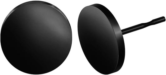 Stainless Steel Stud Earrings Flat Circle Dot Earrings Fake Plugs Black Stud Piercing Post Earrings Fake V1258-DP02-D-243