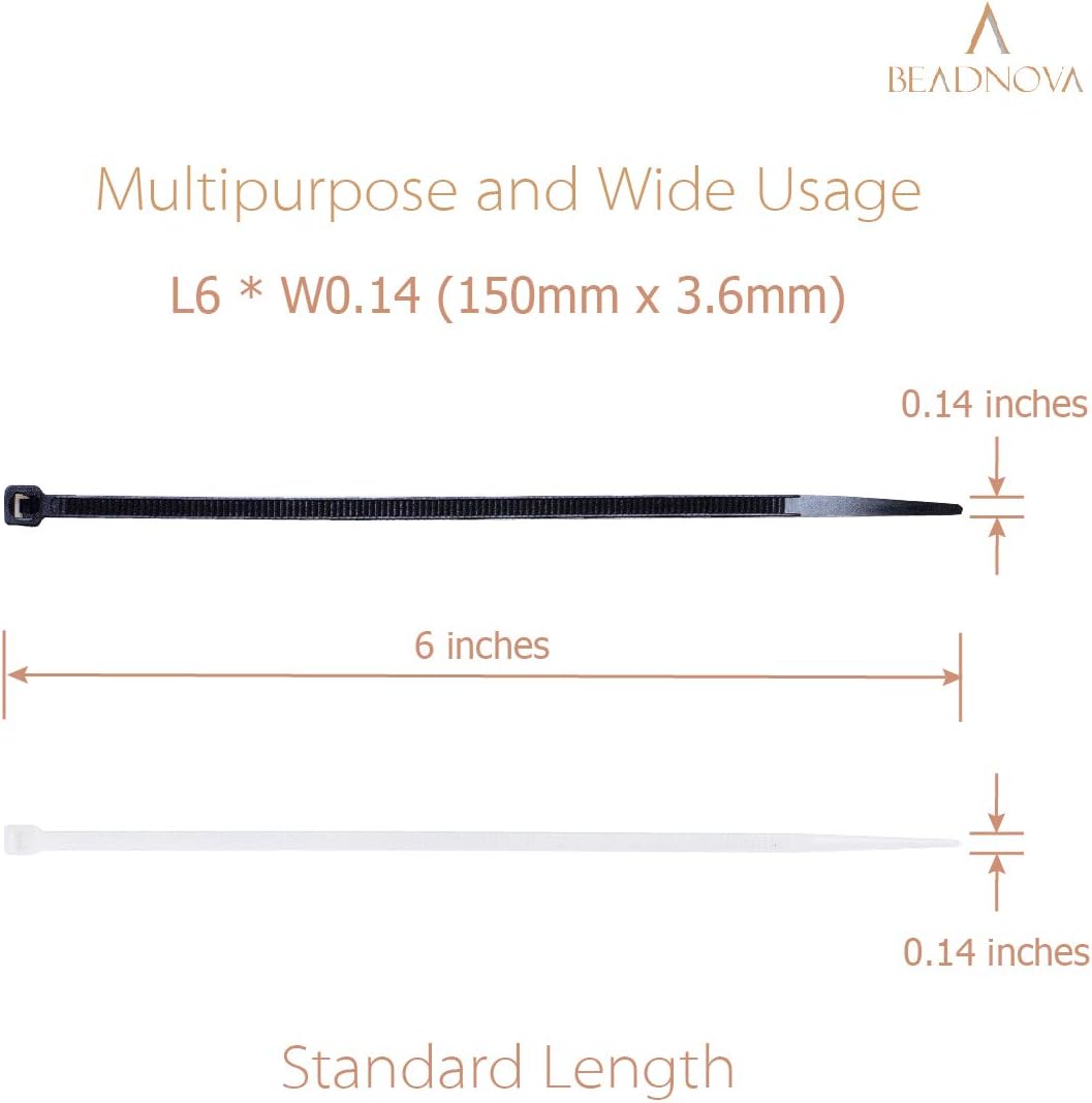 Cable Ties 100 Pcs Wraps Zip Ties Heavy Duty for Multi-Purpose(6 Inch, Black and White, 50pcs for Each) V1258-DP02-D-254