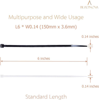 Cable Ties 100 Pcs Wraps Zip Ties Heavy Duty for Multi-Purpose(6 Inch, Black and White, 50pcs for Each) V1258-DP02-D-254