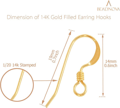 Earring Hooks 4pcs 14k Gold Filled Earring Kits with Rubber Backs Ear Wire Hook for Jewelry Making DIY Ear V1258-DP02-D-255