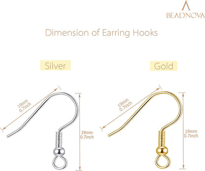 200pcs Mix Earring Hooks & Backs, Silver & Gold, 100pcs Hooks & 100pcs Backs, DIY Earring Supplies V1258-DP02-D-257