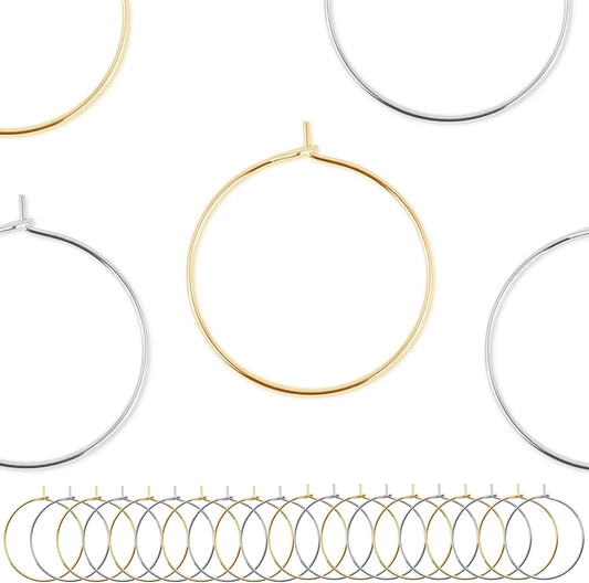 Wine Glass Charm Rings 120pcs Gold and Silver Plated 25mm Beading Charm Rings Wine Glass Marker for Birthday V1258-DP02-D-259