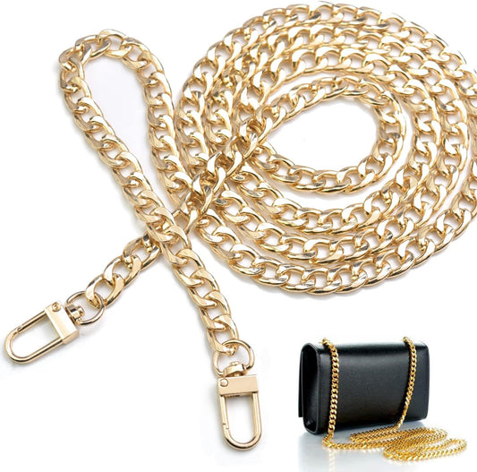 CooBigo 47" Purse Chain Strap Metal Shoulder Crossbody Bag Chain with Metal Buckles, Flat Chain Strap for V1258-DP02-D-26