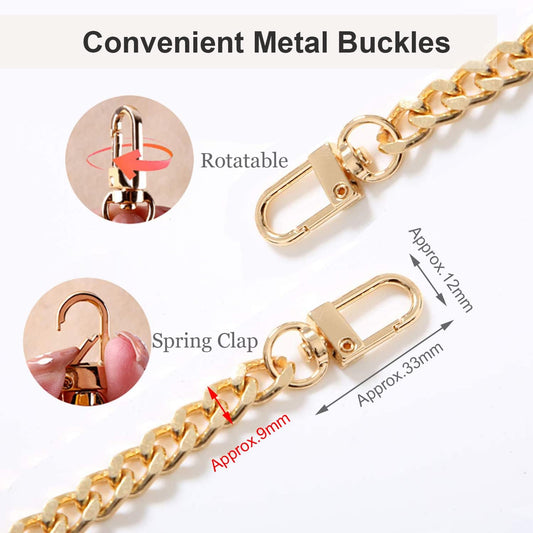 CooBigo 47" Purse Chain Strap Metal Shoulder Crossbody Bag Chain with Metal Buckles, Flat Chain Strap for V1258-DP02-D-26