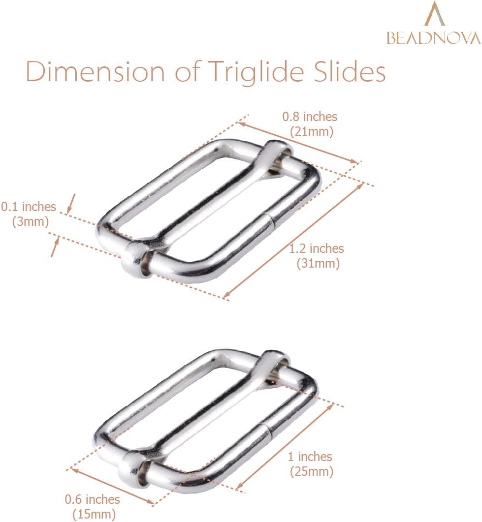 Adjtable Slide Buckle 1 Inch Triglide Slides Metal Webbing Slider For Strap Belt Backpack Handbag DIY (10 V1258-DP02-D-263