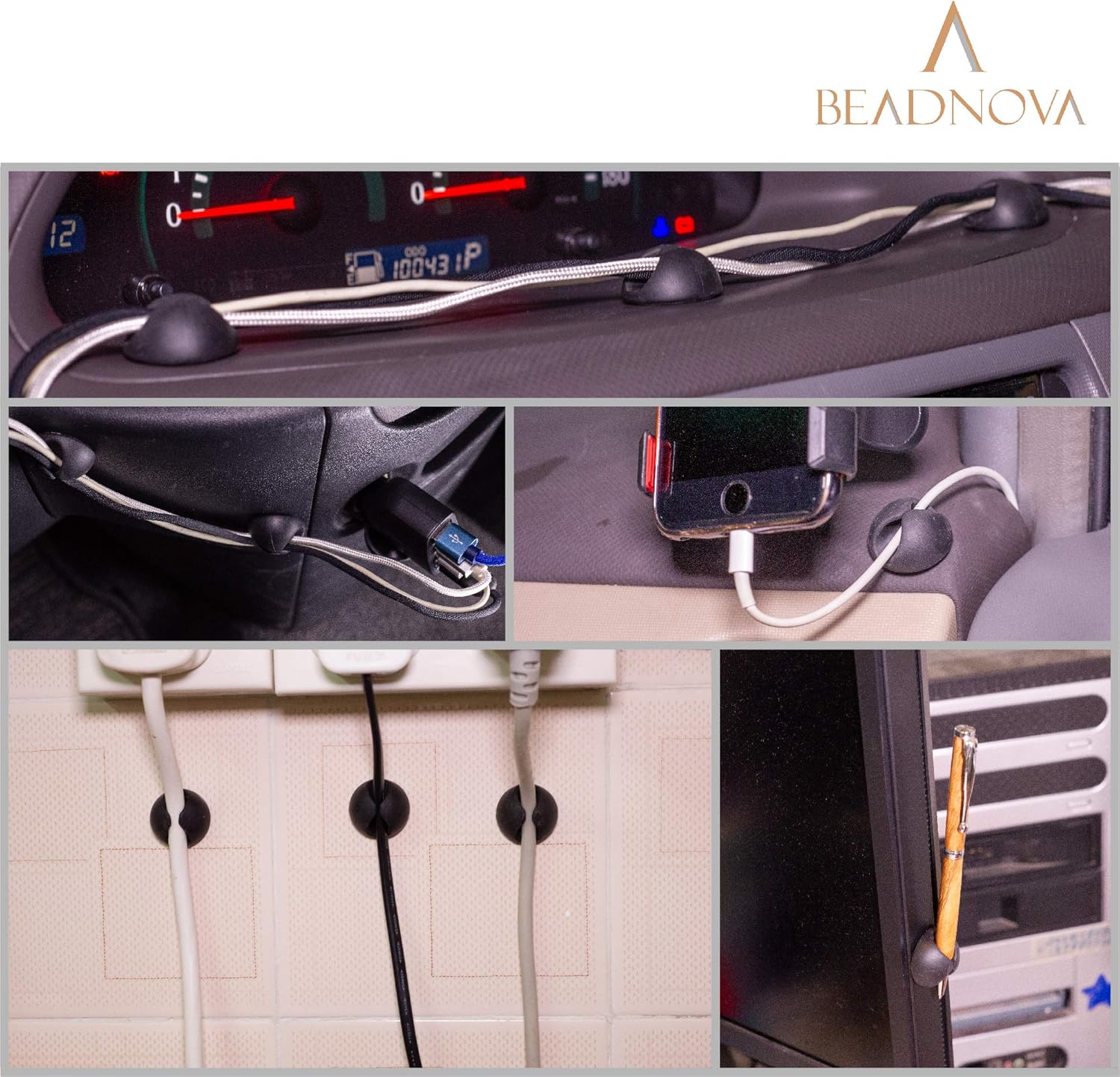 Cable Clips Cord Organizer Cable Management Wire Cord Holder 1 Slots Adhesive Wire Holder for Car Charging V1258-DP02-D-265
