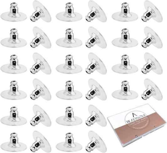 Earring Backs Replacements Earring Backing Silver Plated Pierced Hypoallergenic Ear Stud Backs Stoppers V1258-DP02-D-267