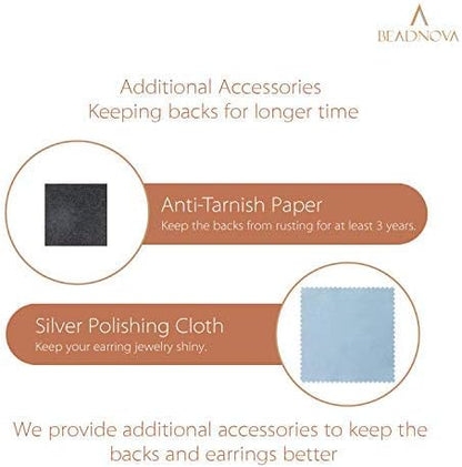 Earring Backs Replacements Earring Backing Silver Plated Pierced Hypoallergenic Ear Stud Backs Stoppers V1258-DP02-D-267