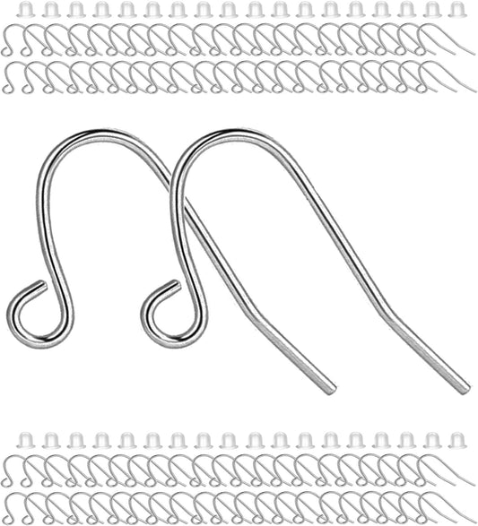 Earring Hooks 150pcs Stainless Steel Ear Wire Kits with Rubber Backs Earring Hook for Jewelry Making DIY V1258-DP02-D-269