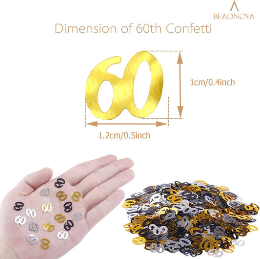 60th Birthday Confetti Sixty Years Old 60 Anniversary Number Confetti for Birthday Party Decor Wedding Table V1258-DP02-D-279