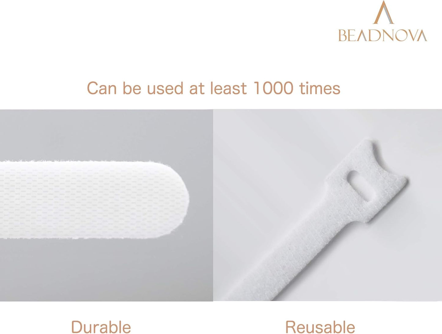 Adjtable Cable Straps Cable Ties Adjtable Cord Wire Organizer for Cord Management (8 Inches, 60 Pieces, White) V1258-DP02-D-282