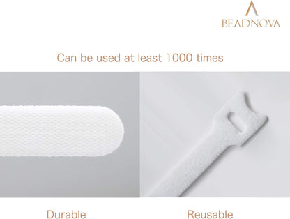 Adjtable Cable Straps Cable Ties Adjtable Cord Wire Organizer for Cord Management (8 Inches, 60 Pieces, White) V1258-DP02-D-282