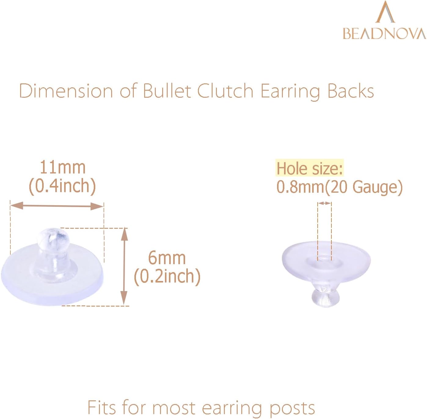 Earring Backs for Studs 240pcs Earring Backings Stoppers Pierced Ear Backings Clear Rubber Bullet Clutch V1258-DP02-D-284