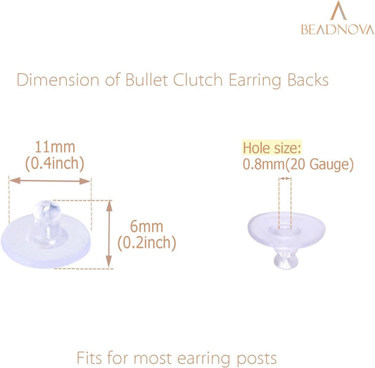 Earring Backs for Studs 240pcs Earring Backings Stoppers Pierced Ear Backings Clear Rubber Bullet Clutch V1258-DP02-D-284