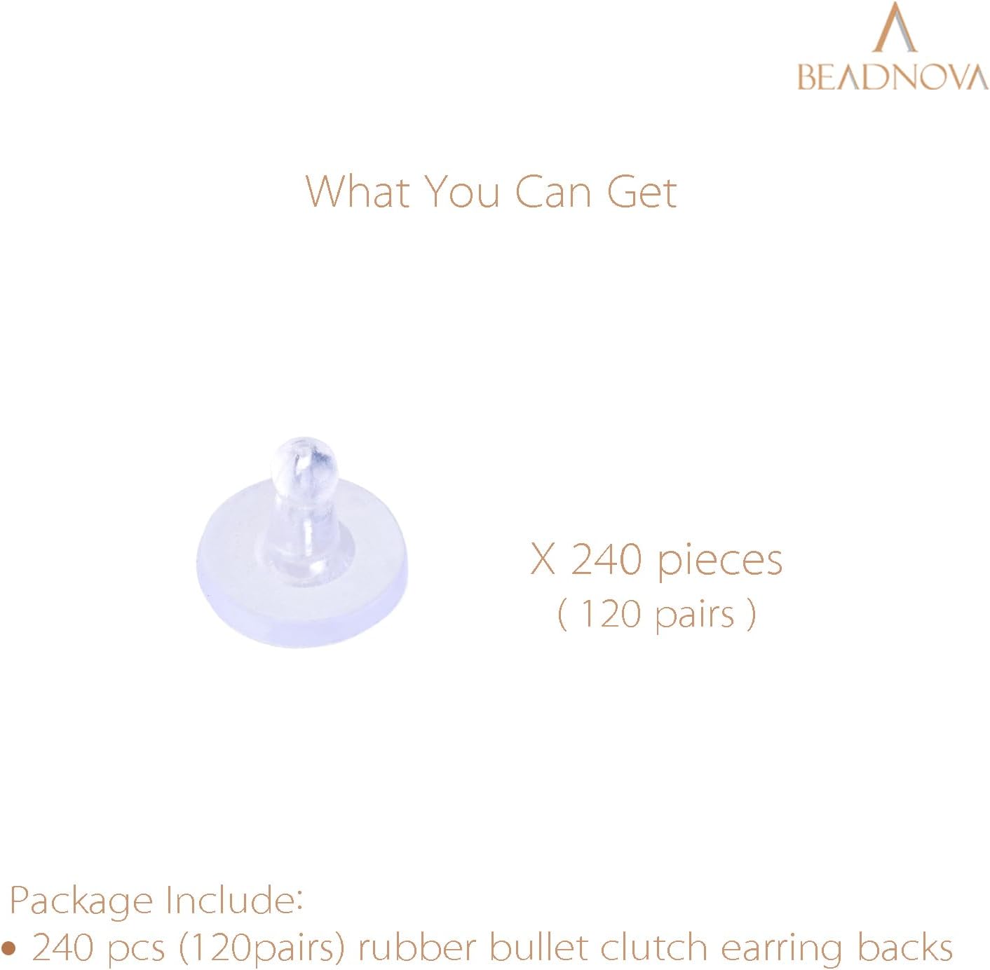 Earring Backs for Studs 240pcs Earring Backings Stoppers Pierced Ear Backings Clear Rubber Bullet Clutch V1258-DP02-D-284