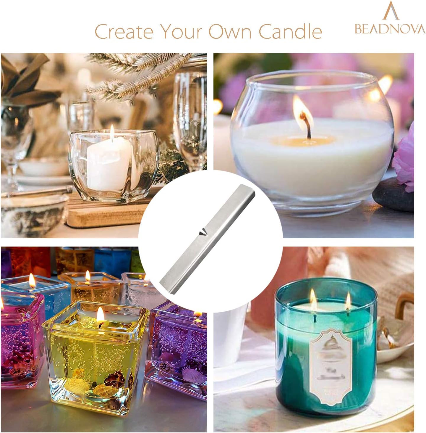 Candle Wick Holders Metal Wick Bar Centering Device Centering Tool Holder for Candle Making (10 Pcs) V1258-DP02-D-285