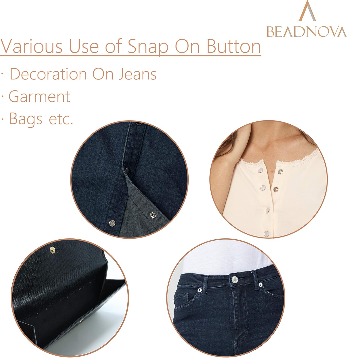 Snaps Buttons for Sewing Leather Snaps Button Press Sewing Tools Fastener Tools for Clothes (106 Sets, 3 V1258-DP02-D-289