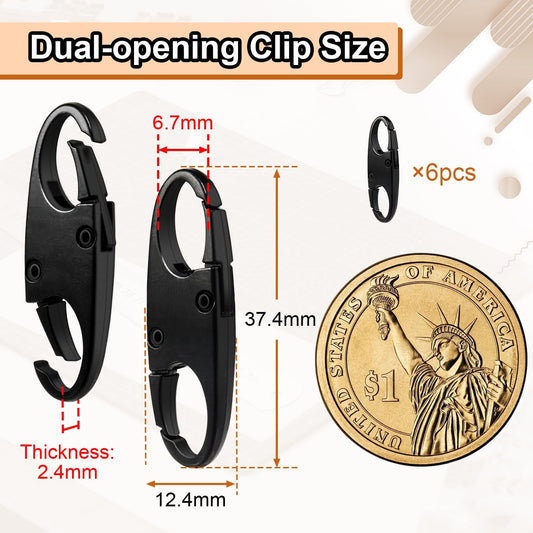 6Pcs Double Opening Lock Zipper Pull Replacement Clips, Small Carabiner Clips, Zipper Locks Anti Theft V1258-DP02-D-29