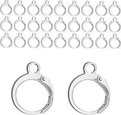 Leverback Earring Hooks 60pcs French Ear Wire Lever Back Earwire for Jewelry Making Crafting (Silver) V1258-DP02-D-293