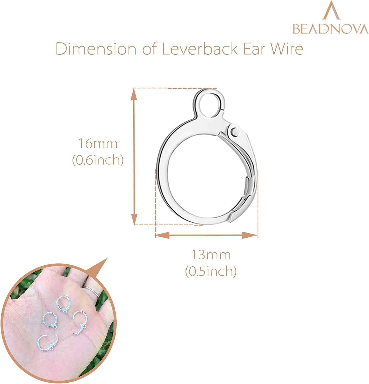 Leverback Earring Hooks 60pcs French Ear Wire Lever Back Earwire for Jewelry Making Crafting (Silver) V1258-DP02-D-293