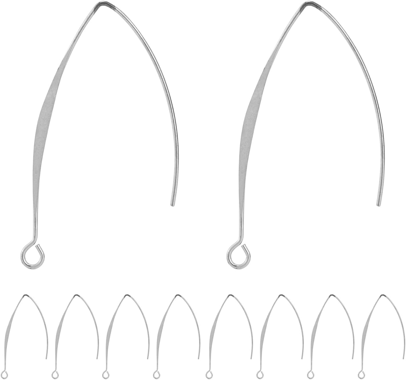 V Shape Ear Wire Long Earring Wire Earring Hook for Dangle Earwire Making Jewelry Making Ear Post DIY (Silver V1258-DP02-D-295