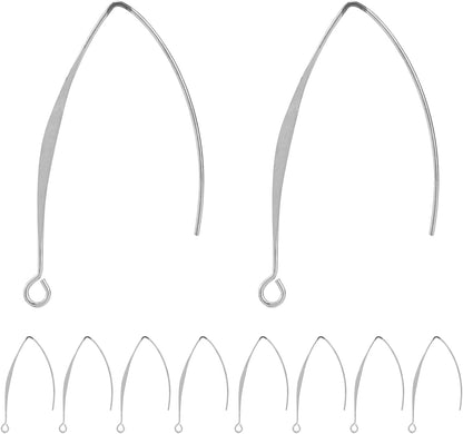 V Shape Ear Wire Long Earring Wire Earring Hook for Dangle Earwire Making Jewelry Making Ear Post DIY (Silver V1258-DP02-D-295