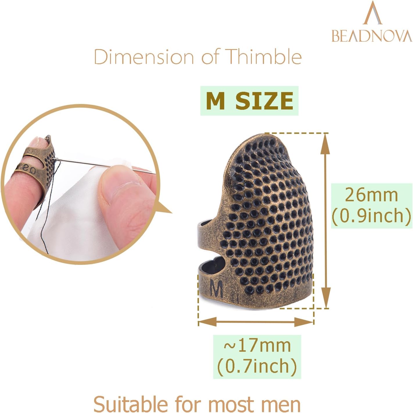 Sewing Thimbles for Hand Embroidery Knitting Thimble Adjtable Metal Sewing Finger Protector for Hand Sewing V1258-DP02-D-297